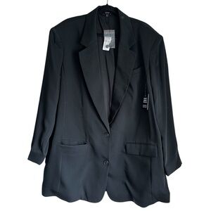 NWT EXPRESS SIZE M L BLACK OVERSIZED BLAZER‎ TWO BUTTONS boyfriend